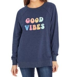 Wildfox Good Vibes 3D Navy Sweatshirt